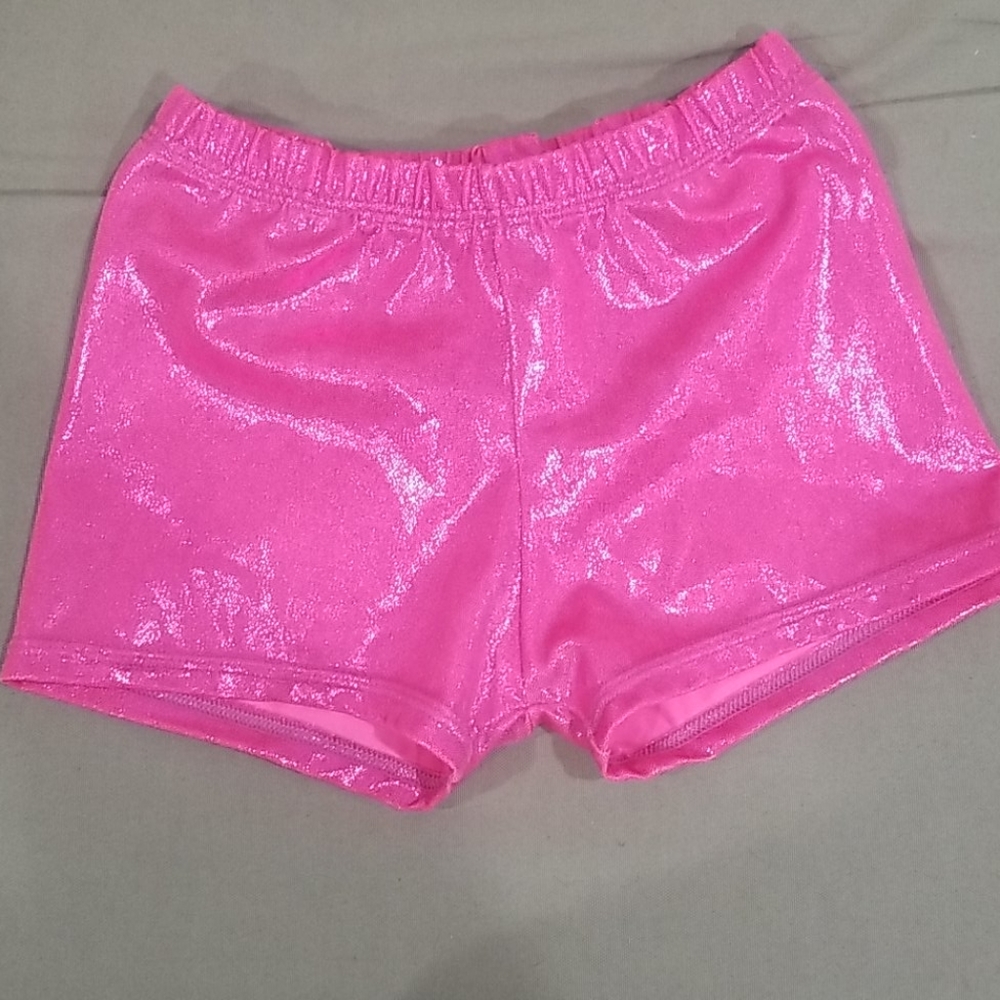 Pink shimmery Gymnastic leotard shorts